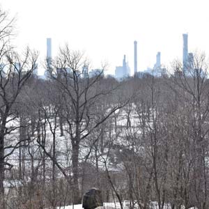 Vista de Central Park nevado, Nueva York